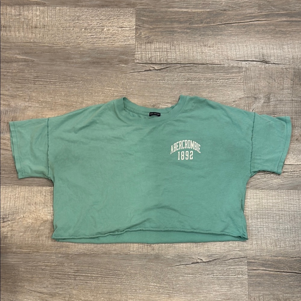 Abercrombie & Fitch Teal Logo Crop Top Size Small